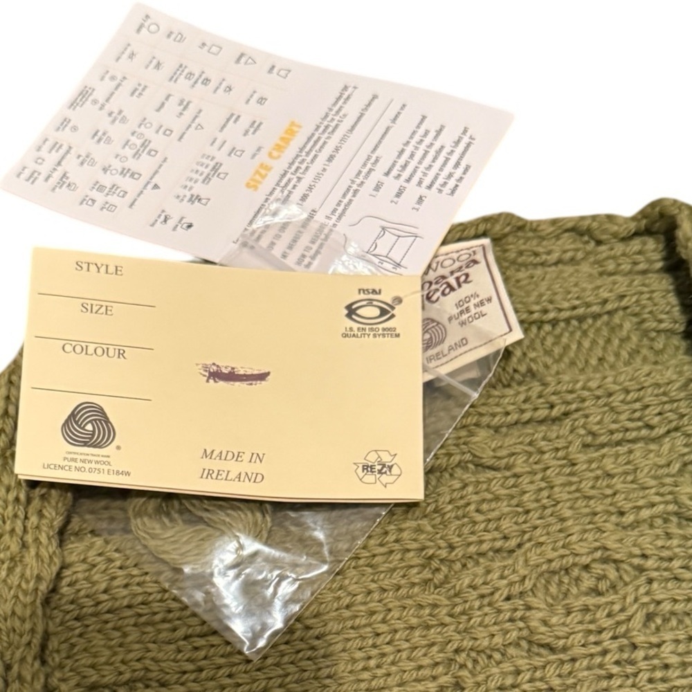 Connemara Knitwear Sweater Merino Wool Chunky Knit Fisherman Shawl Wrap New - Picture 11 of 16
